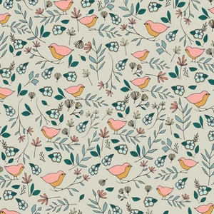 Art Gallery Fabrics Love Story Cotton Jersey Stretch Knit Fabric Lovebirds Celeste