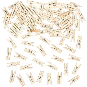 Baker Ross Mini Pegs - 100 Mini Wooden Pegs for Crafts. Small clothes pegs for photos, cards & decorations. Made from birch. Size: 2.5cm
