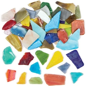 Baker Ross Glass Mosaics - 2kg box of coloured glass mosaic pieces, assorted shapes and sizes