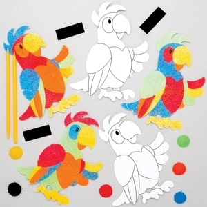 Baker Ross Parrot DIY Fridge Magnets - 6 Sand Art Magnet Kits. Craft Fridge Magnets. Parrot Crafts. Sand Art For Kids. Size 14cm