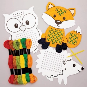 Baker Ross Forest Animal Cross Stitch - 5 Cross Stitch Kits With Woodland Animals. Cross Stitch For Kids. Size 17x13cm