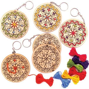 Baker Ross Mandala Cross Stitch Keyrings - 5 Rangoli Cross Stitch Kits. Cross Stitch For Kids. Size 18cm