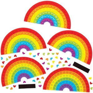 Baker Ross Rainbow Heart Mosaic Magnet Kits (Pack of 5)