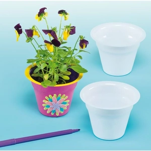 Baker Ross Mini Plastic Flower Pots - 10 Small Plastic Pots to Decorate. Pot size 65mm