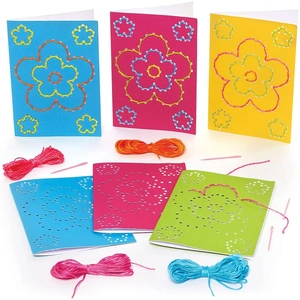 Baker Ross Flower Threading String Art Card Kits (Pack of 6)