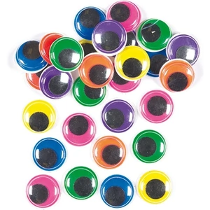 Baker Ross Jumbo Coloured Self-Adhesive Wiggle-Eyes (Pack of 60) Craft Embellishments 6 assorted - Green, Yellow, Blue, Purple, Pink & Orange