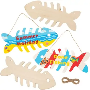 Baker Ross Wooden Fish Hanging Plaques (Pack of 4) Decoration Craft Kits