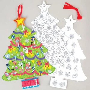 Baker Ross Colour-in Advent Calendars - 3 Christmas Tree Advent Calendar to colour in and personalise. Made in 210gsm Card. Height approx. 30cm