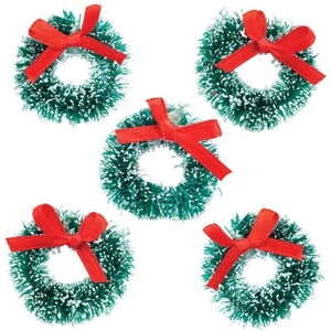View product details for the Mini Christmas Wreaths - 4cm Small Decorative Frosted Xmas Wreaths with Red Bows. 6 pack