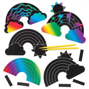 Baker Ross Rainbow Scratch Art Magnets (Pack of 10) Art Craft Kits