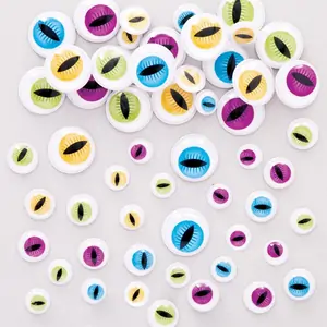Baker Ross Monster Self-Adhesive Wiggle-Eyes (Pack of 120) Halloween Craft Supplies 4 assorted colours - Purple, Yellow, Bue & Green
