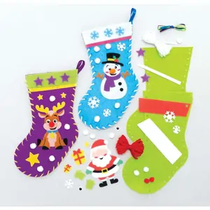 Baker Ross Christmas Stocking Kits (Pack of 3) Christmas Crafts 3 stocking colours - Green, Blue & Purple