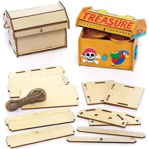 Baker Ross Mini Wooden Chest Kits (Pack of 3) Craft Blanks & Bases