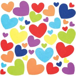 Baker Ross Rainbow Heart Felt Stickers (Pack of 210) Stickers 7 assorted heart colours - Red, Orange, Yellow, Green, Blue, Indigo & Violet