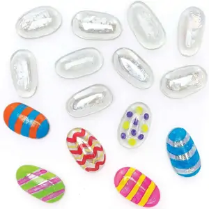 Baker Ross Egg Shaped Glass Painting Stones (Pack of 40) Personalise & Decorate, Natural Craft Supplies, Easter Crafts