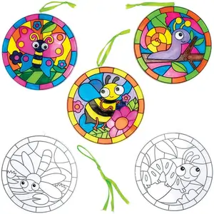 Baker Ross Insect Bug Suncatcher Pictures (Pack of 5) Art Craft Kits, 5 Assorted Designs - Bee, Dragonfly, Butterfly, Caterpillar & Snail