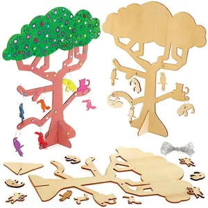 Baker Ross Jungle Animal Wooden Tree Kits (Pack of 2) Art Craft Kits