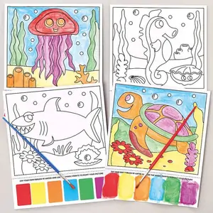 Baker Ross Sealife Magic Painting Pictures (Pack of 10) Art Craft Kits 6 paint colours - Red, Yellow, Orange, Blue, Green & Purple