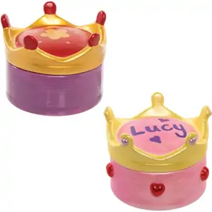 Baker Ross Princess Crown Ceramic Trinket Boxes (Box of 3) Decoration Craft Kits