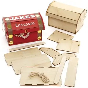 Baker Ross Wooden Treasure Chest Kits (Pack of 2) Art Craft Kits
