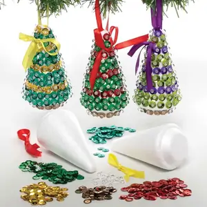 Baker Ross Christmas Tree Sequin Decoration Kits (Pack of 3) Christmas Crafts