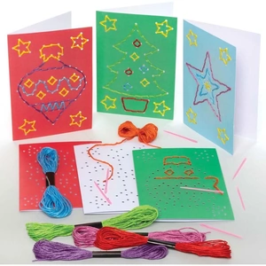 Baker Ross Christmas Threading Card Kits (Pack of 6)
