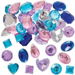 Baker Ross Large Winter Self-Adhesive Acrylic Jewels (Pack of 120) Craft Embellishments 5 assorted colours - Light Blue, Dark Blue, Light Purple, Pink & Silver