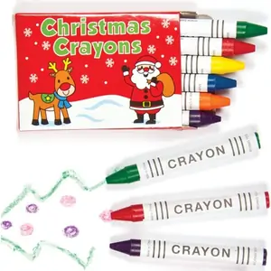 Baker Ross Mini Christmas Crayons (Per 8 packs) Christmas Craft Supplies 6 assorted colours per pack - Red, Blue, Yellow, Green, Orange & Purple