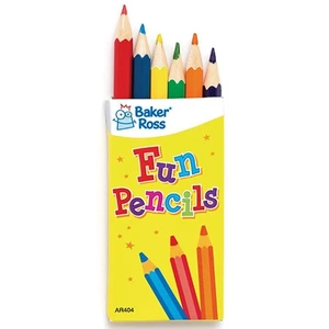 Baker Ross Mini Colouring Pencils (Per 6 packs) Drawing 6 assorted - Red, Yellow, Green, Purple, Orange & Blue