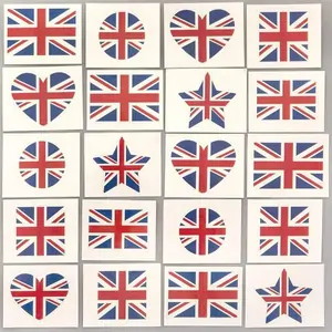 Baker Ross Union Jack Temporary Tattoos (Pack of 60) 10 Assorted Designs, Easy Apply & Removal