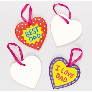Baker Ross Ceramic Hearts - 5 Hanging Ceramic Heart Decorations. Comes with hanging ribbon. Size 8cm