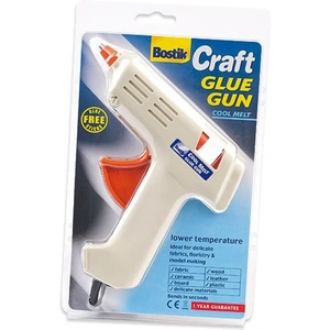 Craft Glue Gun - Cool melt Bostik glue gun with retractable stand and 2 glue sticks. High bond, easy trigger action and constant thermostatic control