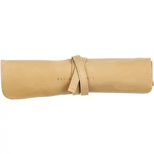 Clairefontaine Flying Spirit Leather Pencil Case Roll - Beige