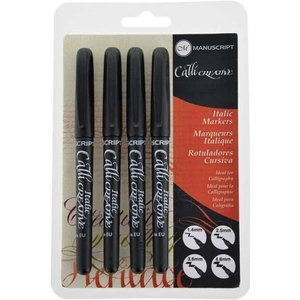 View product details for the Manuscript Callicreative Italic Marker Set Fine/Medium/Broad/Extra Broad Black | Pack of 4