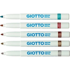 Metallic Pens - 5 Giotto Medium Tip Metallic Markers. Assorted colours. Use on most surfaces