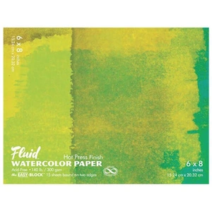 Global Art Supplies Fluid Watercolour Block Hot Pressed 300gsm 6inch x 8inch