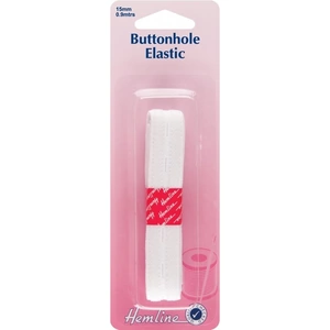 Hemline Buttonhole Elastic White