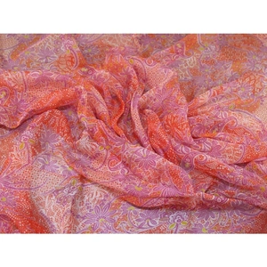 John Kaldor Sophie Silk Sheer Chiffon Fabric Orange & Pink