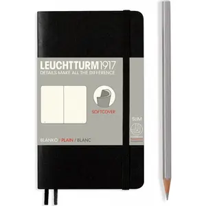 Leuchtturm1917 Softcover Pocket Plain Notebook - Black