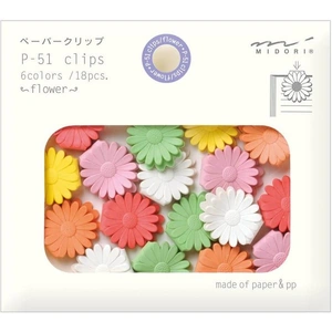 Midori P-51 Paper Clips - Flower - 18 Pieces