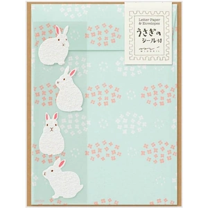 Midori Letter Set with Stickers - Rabbit - 636
