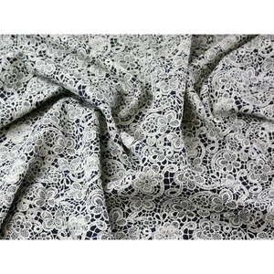 View product details for the Textured Suiting Fabric Navy Blue & Cream