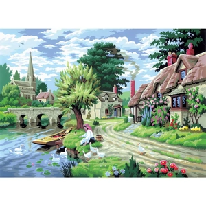 Royal Brush Painting By Numbers Duck Feeding By The River - PAL11