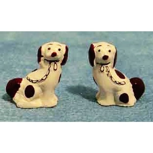 Streets Ahead Staffordshire Dogs China Ornaments x 2 for 12th Scale Dolls House