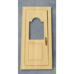 Streets Ahead Plain Wooden Front Door with a Window for 12th Scale Dolls House